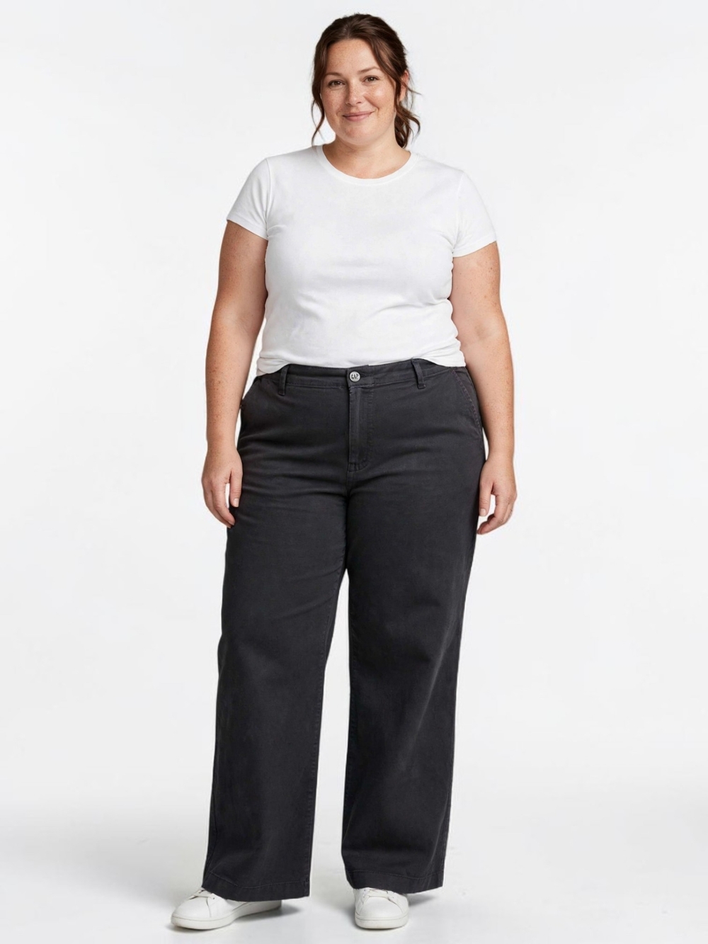 NWT Gap Black Garment Dyed Wide Leg Pants High Rise 16 Tall Cotton Lyocell $80